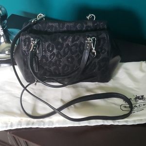 Coach black ocelot / leopard bag